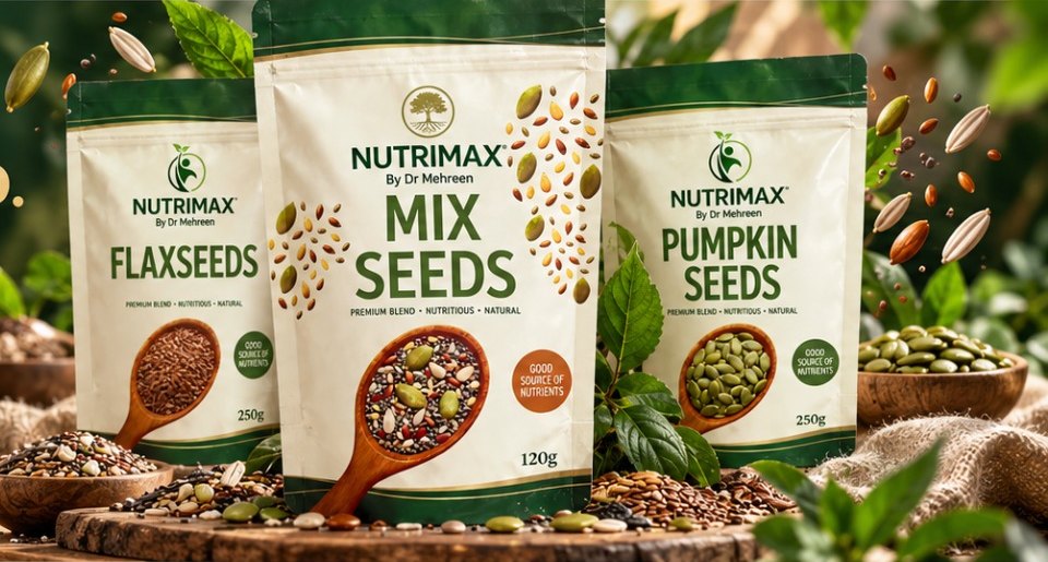 Nutrimax Flaxseeds, Mix Seeds and Pumpkin Seeds packs